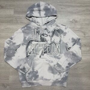 Led Zeppelin Grey Tie Dye Graphic Hoodie Swan Song Icarus Logo Small